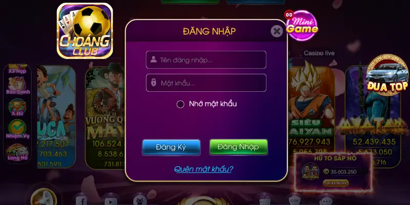 Hướng dẫn đăng nhập Choangclub chỉ với vài bước đơn giản